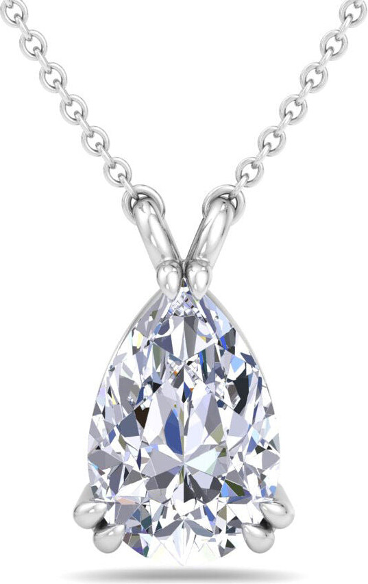 Martha Stewart 2 Carat Pear Shape Lab Grown Diamond Solitaire Necklace In Sterling Silver