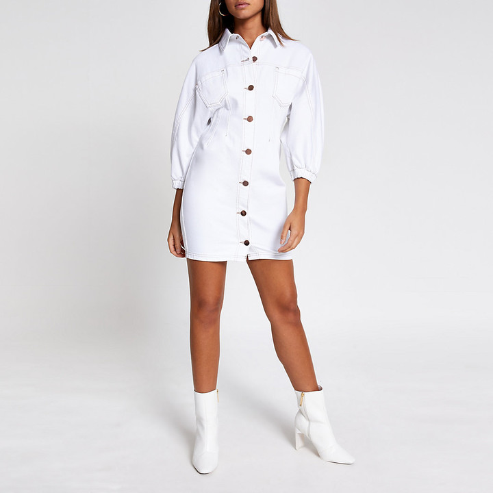 River Island White denim shirt dress - ShopStyle