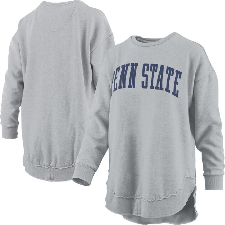 Pressbox Women's Gray Penn State Nittany Lions Melange Poncho Vintage Fleece Long Sleeve Pullover Sweatshirt