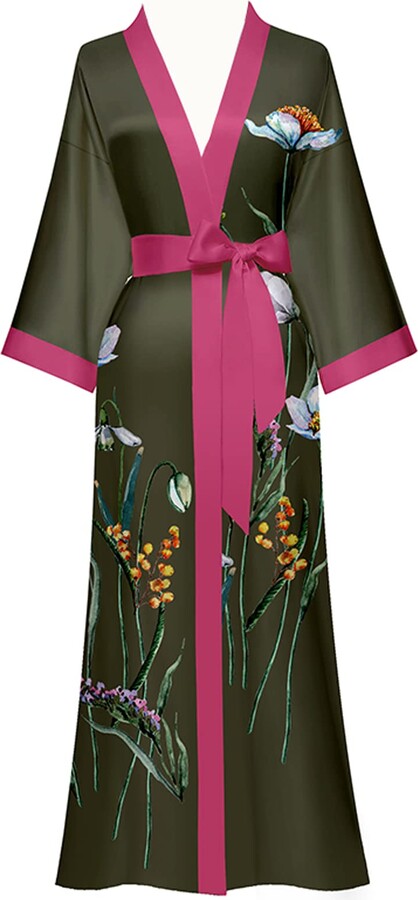 Yemmert Kimono Robe Dressing Gown Floral Lightweight Long Satin Bathrobe  Soft Sleepwear Shower Spa for Women - ShopStyle