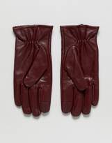 Thumbnail for your product : ASOS Design Leather Gloves In Burgundy