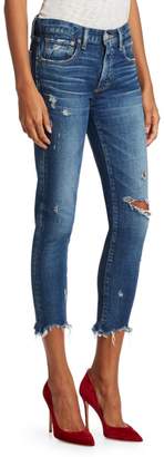 Moussy Vintage Glendele Mid-Rise Frayed Skinny Ankle Jeans
