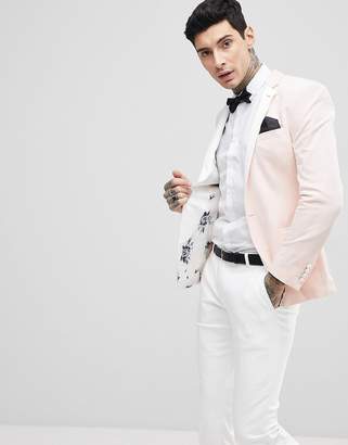 ASOS DESIGN Wedding Super Skinny Blazer In Blush Velvet
