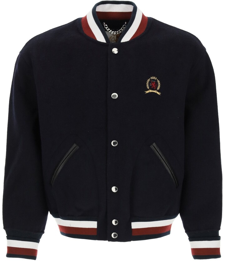 varsity wool bomber jacket