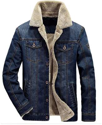 Mordenmiss Men's Long Sleeve Denim Jacket Coat Front Pockets Blue M