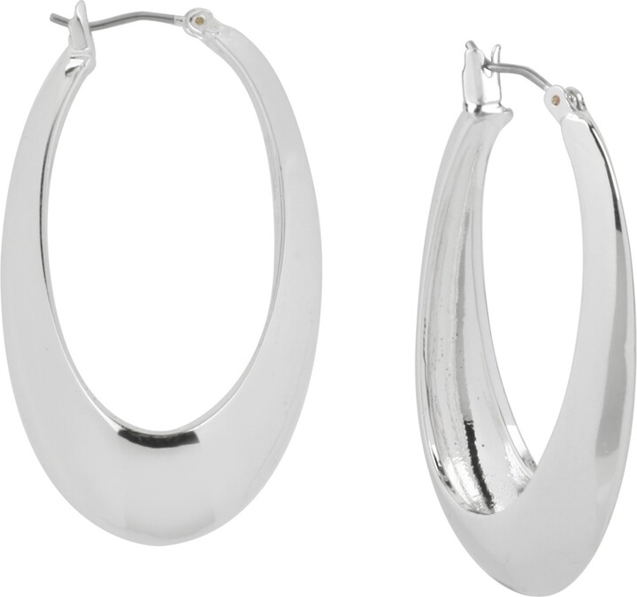 Robert Lee Morris Soho Silver Sculptural Oval Hoop Earrings