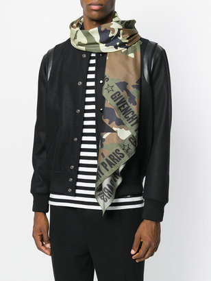 Givenchy camouflage logo print square scarf