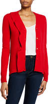 Thumbnail for your product : Neiman Marcus Cashmere Button-Front Ruffle Cardigan