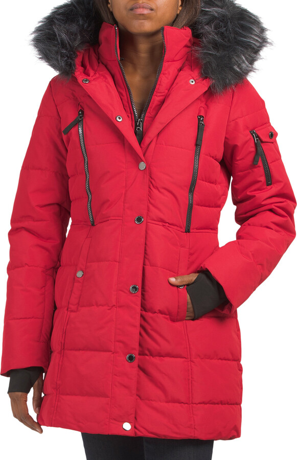 Nautica Mist Heavyweight Puffer Coat With Faux Fur Hood - ShopStyle