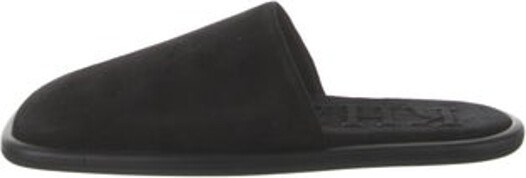 KHAITE Suede Mules Black Square-Toes Includes Box