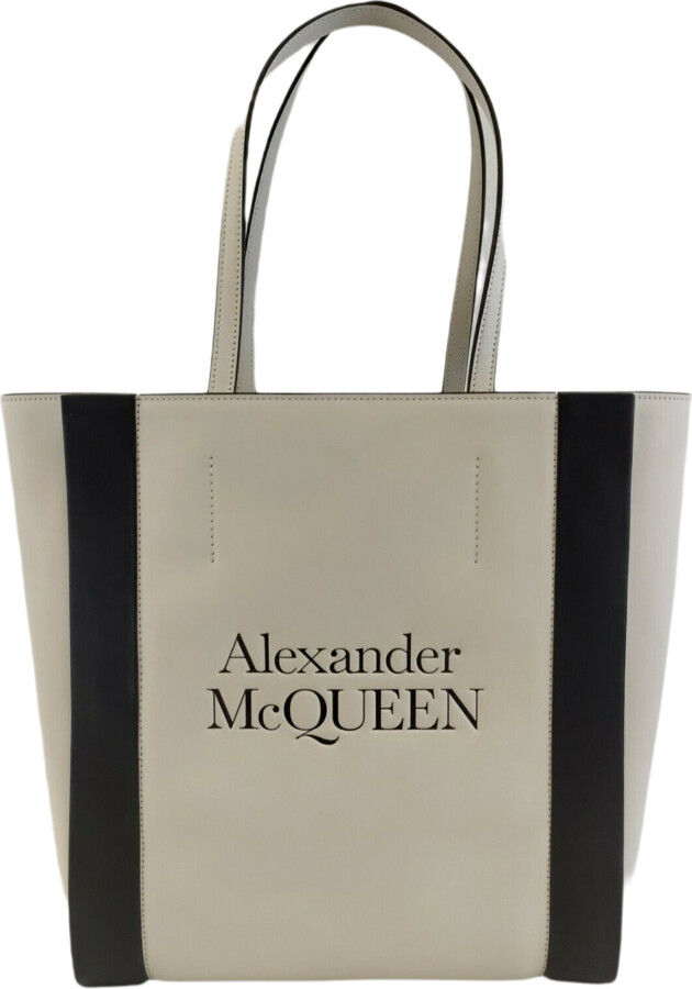 Alexander McQueen Ivory Leather Signature Logo Shopper Tote 653656 9050 -  ShopStyle