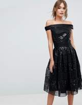 Thumbnail for your product : Chi Chi London Strapless Embellished Midi Skater Dress