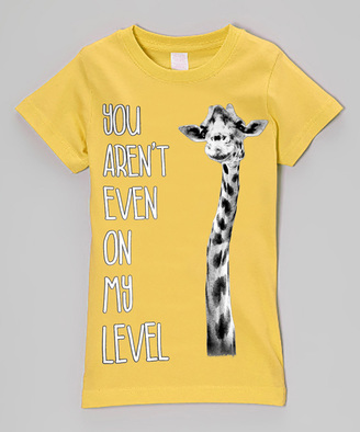 Micro Me Yellow 'My Level' Giraffe Fitted Tee - Infant Toddler & Girls