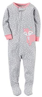 Carter's Girls' 12 Months-5T Girly Floral Fox Print One Piece Cotton Pajamas