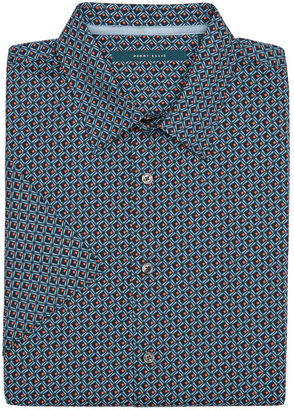 Perry Ellis Short Sleeve Dotted Diamond Button-Down Shirt