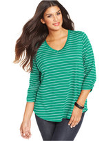 Thumbnail for your product : Style&Co. Plus Size Three-Quarter-Sleeve Striped Top