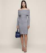 Thumbnail for your product : Reiss ELIANA Off-the-Shoulder Knitted Dress Grey