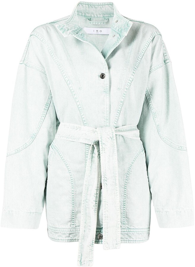 pink longline denim jacket