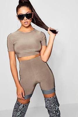 boohoo NEW Womens Contrast Panel Cycle Short in POLYESTER