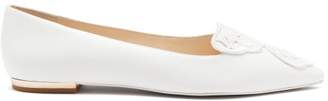 Sophia Webster Bibi Butterfly-embroidered Point-toe Leather Flats - Womens - White Sophia Webster Bibi Butterfly-embroidered Point-toe Leather Flats - Womens - White