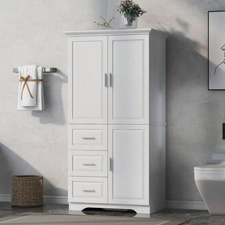 CoolArea Bathroom Storage Cabinet with 2 doors, 30 In Modern Bathroom  Shelves, Over Toilet Storage Organizer, for Small Spaces, White - ShopStyle