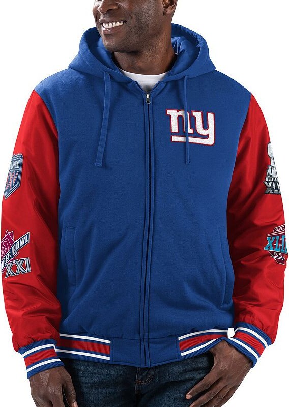 Men's G-III Sports by Carl Banks Royal/Red New York Giants Player Option Full-Zip Hoodie