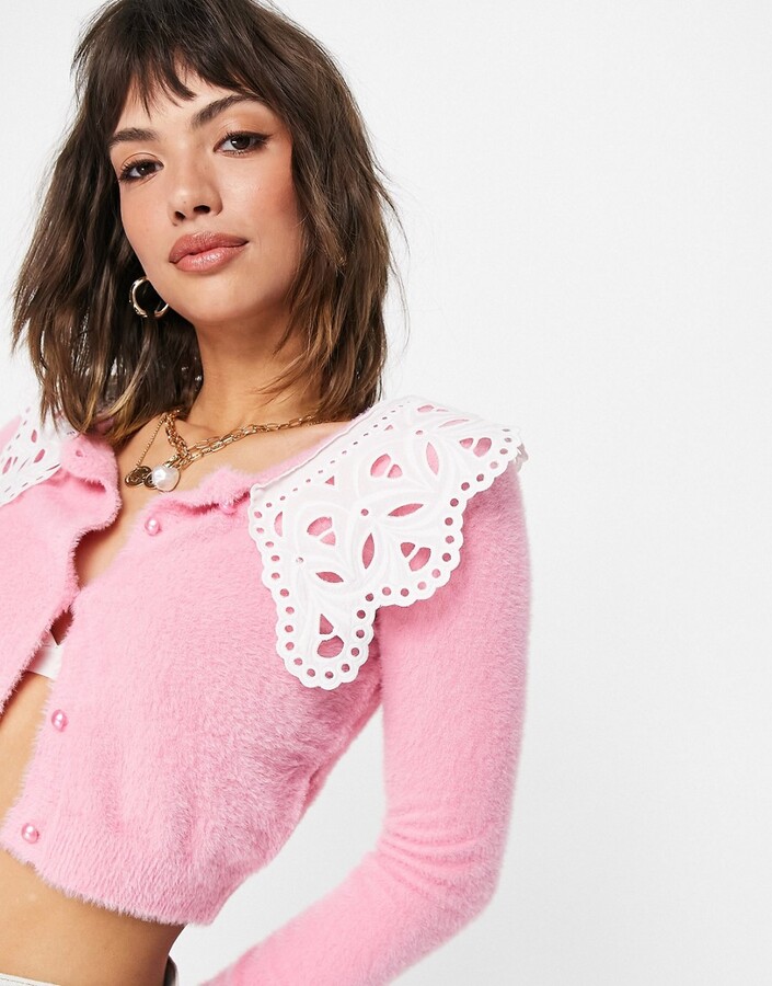 pink lace cardigan