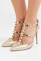 Thumbnail for your product : Valentino Garavani The Rockstud Metallic Textured-leather Pumps
