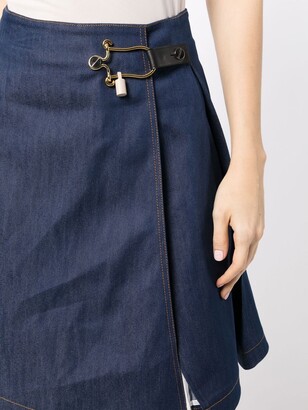 Balenciaga Pre-Owned Toggle-Fastened Flared Denim Skirt