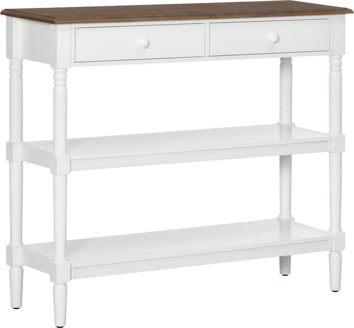 Elegant Console Table with Storage Shelves and Drawers
