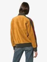 Thumbnail for your product : Gucci Logo stripe suede bomber jacket