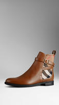 Thumbnail for your product : Burberry House Check Leather Ankle Boots