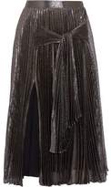 Christopher Kane Pleated Silk-Blend Lamé Midi Skirt