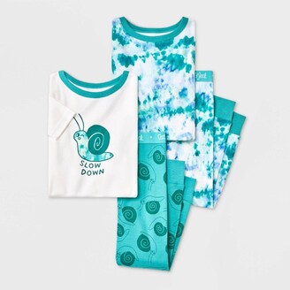 Cat & Jack Toddler Boys' 4pc Snail & Tie-Dye Tight Fit Pajama Set