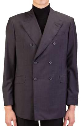Prada Men's Wool Silk Double Breasted Jacket Sportscoat Black