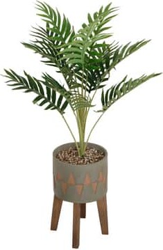 Flora Bunda® 3.15Ft Palm In Cement Planter On Wood Stand in Olive