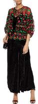 Thumbnail for your product : Anna Sui Ruffled Appliquéd Printed Mesh And Chiffon Top