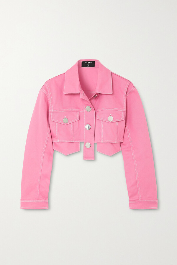 cropped pink jean jacket