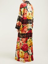 Thumbnail for your product : Dolce & Gabbana Peony-print Lace-trim Silk-blend Coat - Black Multi