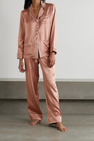 Thumbnail for your product : Olivia von Halle Coco Piped Silk-satin Pajama Set