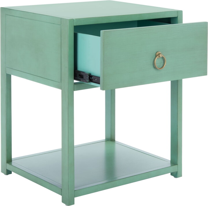 SAFAVIEH Yudi Solid 1 Drawer 1 Shelf Nightstand, Turquoise