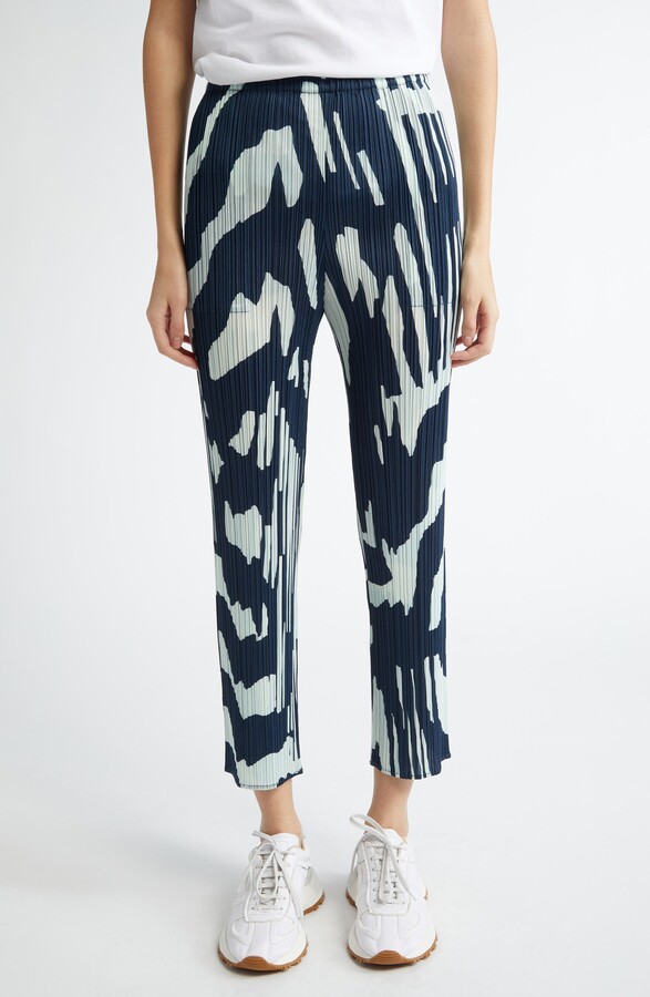 Pleats Please Issey Miyake Refraction Print Pleated Pants