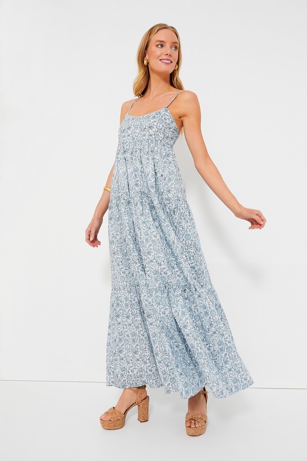 Hyacinth House Blue and White Floral Tiered Teresa Maxi Dress - ShopStyle
