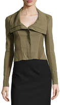 Thumbnail for your product : Donna Karan Zip-Front Cropped Jacket W/ Jersey Insets