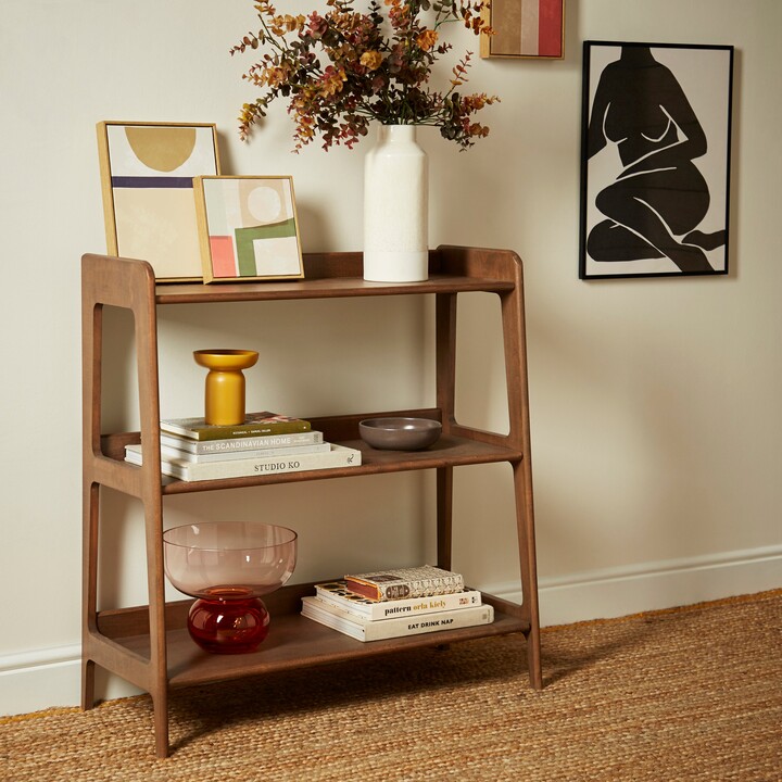 Dunelm Elements Beechwood 3 Tier Shelving Unit Walnut (Brown