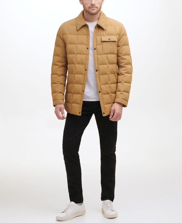 quilted down shirt jacket