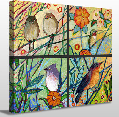 Picture Perfect International "Bird Quadrant III" by Jennifer Lommers Painting Print on Wrapped Canvas