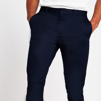 River Island Navy skinny fit chino trousers