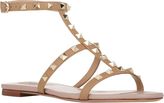 Thumbnail for your product : Valentino Rockstud T-strap Sandals-Nude