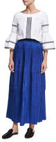 Thumbnail for your product : Oscar de la Renta Tiered Pleated Silk Maxi Skirt, Blue